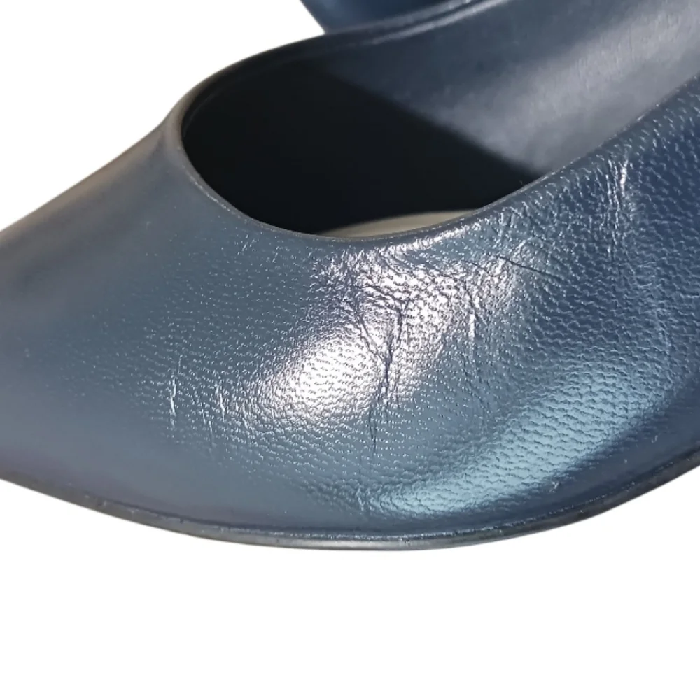 SOLD Franco Sarto Racer Pump Navy Block Heel - Picture 10 of 16